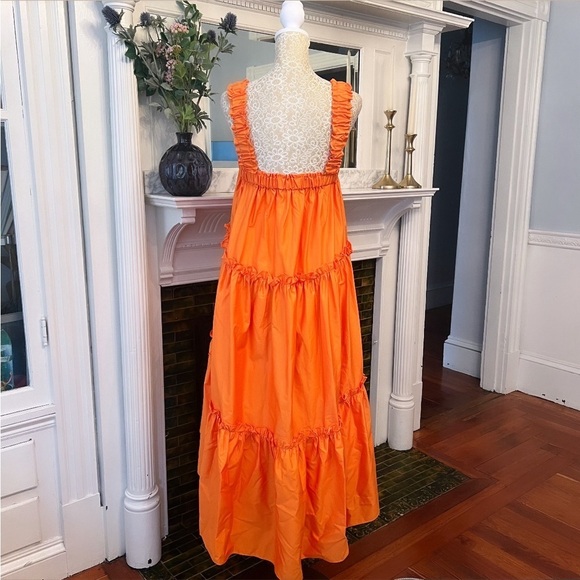 DEVOTION TWINS Bright Orange Cotton Poplin Sleeveless High-Lo Midi Dress OSFM - Picture 11 of 15
